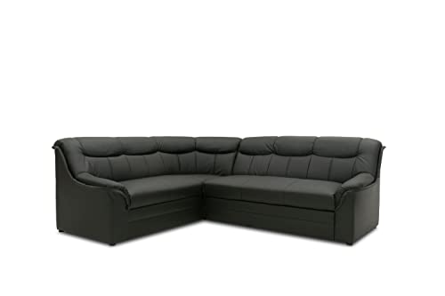 DOMO. collection Ecksofa Berlin, Zeitlose Leder-Eckcouch mit hochwertiger Federkern-Polsterung, Sofa in L-Form aus Kunstleder, 3 Sitzer rechts, Couch 205 x 250 x 89 cm, schwarz