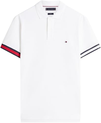 Tommy Hilfiger Herren Poloshirt Kurzarm Liquid Cotton Slim Fit, Weiß (White), S – Ansicht 6