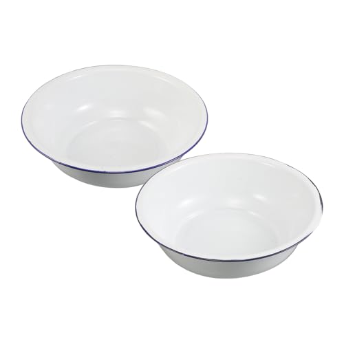 SHERCHPRY Lavabo Vintage Esmaltado de Metal 2 Piezas (32 y 34 Cm) para Baño y Remojo de Pies, Bañera de Agua Resistente a Altas Temperaturas, Multipropósito para Cuidado de Pies y