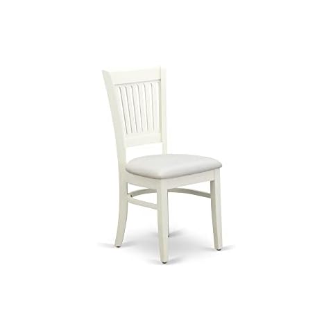 East West Furniture VAC-LWH-C Vancouver Dining Room Chairs - Linen Fabric Upholstered Wooden Chairs, Set of 2, Linen White Cover