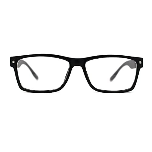 Classic Rectangle Horn Rim Plastic Fashion Clear Lens Eye Glasses Matte Black