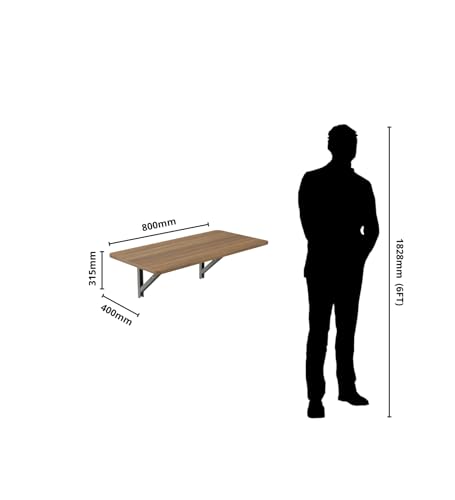 Image of COUCH CULTURE Foldey Engineered Wood Office Table | Wall Mounted Table for Bedroom | Study Table for Students | 1 Year Warranty - Leon Teak