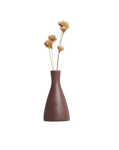 CHADWICK ドライフラワー用 造花 一輪挿し 木製 ウォルナット 花瓶 ミニ 小さめ 和風花瓶(H)穴直径1.2cm