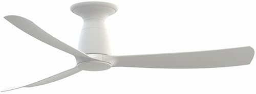 Fanimation Fans FPD8534MW-F Kute - Ventilador de techo empotrado de 3 aspas, 13.1 pulgadas de alto y 52 pulgadas de ancho, color acabado blanco