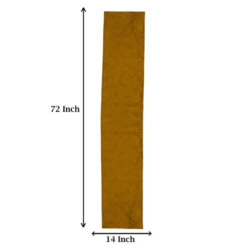Image of E-EZRA Premium Raw Silk Table Runner for Centre Table / Coffee Table / 4 Seater / 6 Seater Dining Table (72 Inch, Mustard Yellow)