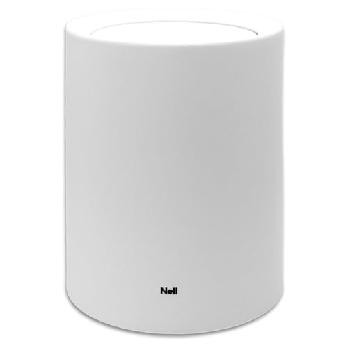 Nell 12L Mülleimer Büro Weiß Matt mit Schwingdeckel – Perfekt für Büro, Küche und Wohnzimmer, Vielseitiger Büropapierkorb, Langlebiger Kunststoff, Stilvoll und praktisch (Weiß, 12L mit Deckel)