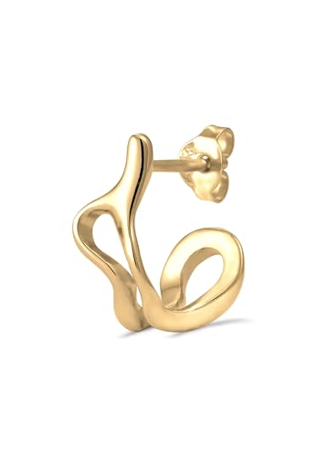Pendientes de aro para hombre redondos de plata 925 dorados de 8 x 15 mm