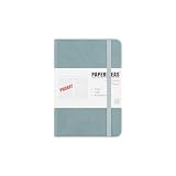 PAPERIDEAS ノート クラシック ノートブック ハードカバー A6ポケットサイズ(横10.6cm×縦15.1cm) ゴムバンド付き (横罫, フォグブルー)