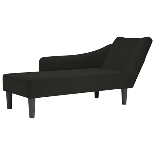 vidaXL Tumbona con reposabrazos derecho de terciopelo negro