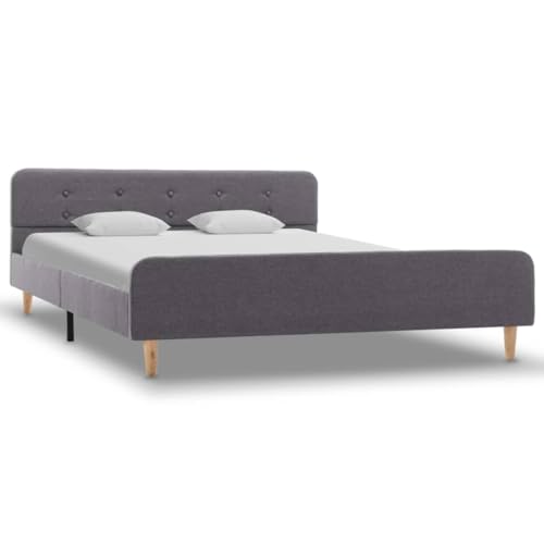 Genérico Estructura de Cama sin colchón Tela Gris Claro 160x200 cm,Mobiliario,Camas y Accesorios,Camas y somieres-284904