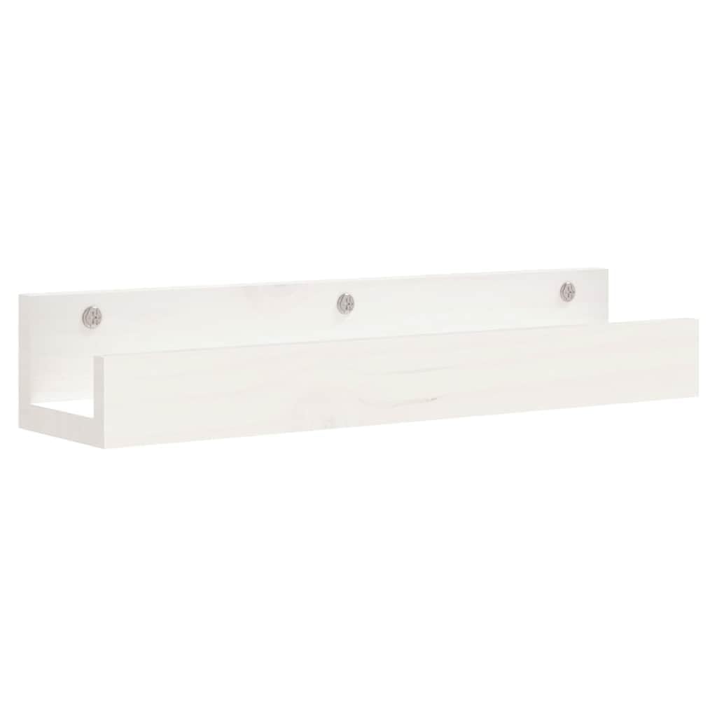 Półki ścienne z litego drewna sosnowego, zestaw 2 sztuk, białe, 50 x 12 x 9 cm, wiszące, do regału na książki, półka ścienna, dekoracja do salonu, kuchni
