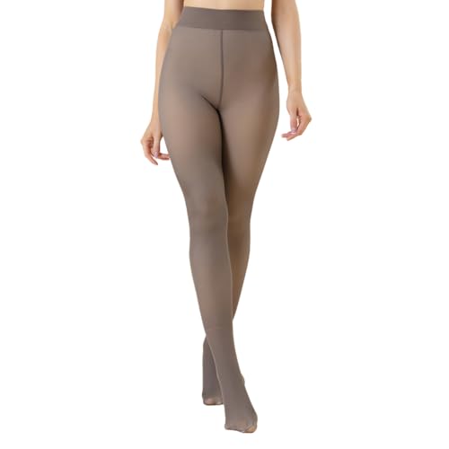 Image of Womens Fleece Lined Tights Winter Warm Thermal Tights Fake Translucent Thick Pantyhose
