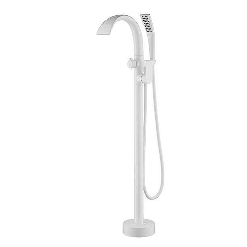 XRPOUXMTE Grifos de baño en Cascada para bañera Independiente, Mezclador de un Solo Orificio con caño Giratorio de 360°, Color Blanco