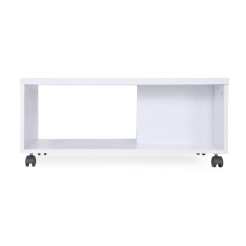 Image of Nilkamal Myra Wooden Center Table | Coffee Table with 1 Surface Top and 1 Shelf | Engineered Wood | Tea Table for Home, Living Room, Office | White | DIY(Do It Yourself)