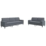 ULUYYUC Balkonsofa Couch Klein Lesesessel Garden Sofas - 2-TLG. Sofagarnitur mit Kissen und Nackenrollen Dunkelgrau Samt für Esszimmer Jugendzimmer Schlafzimmer Wohnzimmer
