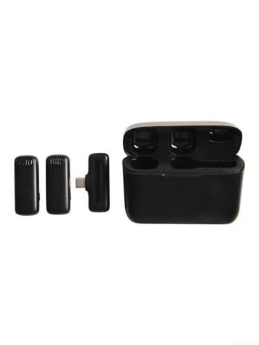 Durashmall Micrófono Lavalier inalámbrico J13 con funda de carga para tabletas Android, grabación de video, transmisión en vivo, juegos, receptor de audio portátil, color negro