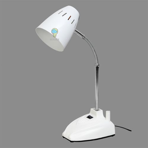 Image of BEHMEK LED Desk Lamp for Study Table | Adjustable Metal Reading Lamp with Flexible Neck | Eye Care Table Light for Students, Bedroom, Office & Work Desk (White)
