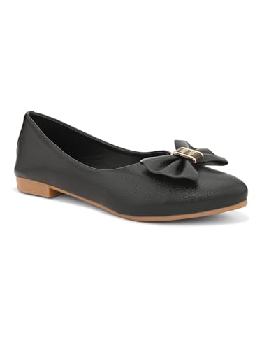 Image of XE Looks Stylish Ballerinas with Gold Bow Accent - Comfortable, Versatile, and Ideal for Elevating Your Everyday Outfits for Girls & Womens