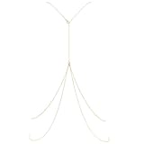 Gold Sexy Body Chains for Women, Crossover Bra Body Chain Belly Waist Chains Bikini Beach Rave Party Body Jewelry for Women Girls(Gold Chain)