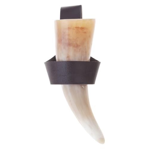 Wayfadacc Boccale da birra con supporto in pelle medievale Vikinges Cup Boccale da birra Corno con fondine in pelle Halloween Cosplay Costum