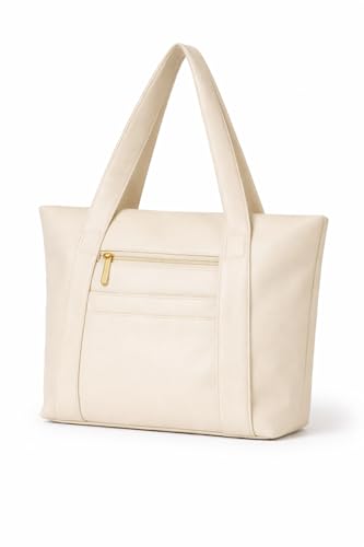 Image of Women's Brown Leather Tote Bag for Office | Laptop Handbag with 11 Inch Compartment, Multiple Pockets & Zipper | Large Capacity Work Shoulder Bag for Daily Use & Travel | quality material