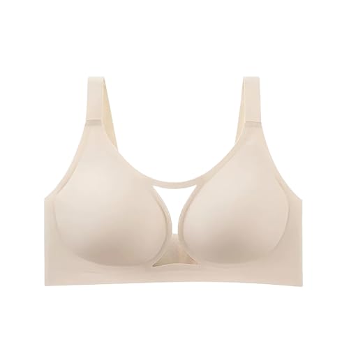 Push Up Jelly Bra Beige M Wireless Full Coverage Mesh Breathable Lift Bras Wide Straps Seamless Everyday Bralette - image 5