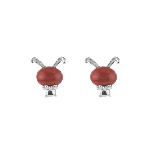 Boucles d'oreilles agate rouge à dos plat LAMGUL motif lapin pour femmes