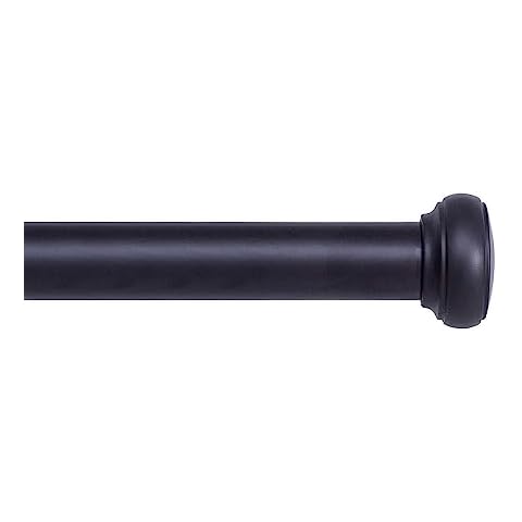 Kenney Weaver Cap End Indoor/Outdoor Black Curtain Rod, Adjustable Curtain Rod for Windows 42 to 116 Inches, Outdoor Curtain Rod for Patio, Industrial Curtain Rod Cover