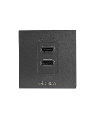 Image of MX 35W GaN USB C Charger Module Dual Port PD Wall Outlet Insert 45x45mm Modular Socket Plate, Type C Fast Charging Adapter 90-270V AC Input for iPhone 16 /15, Samsung Galaxy, iPad, Tablet