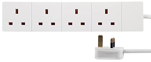 PRO ELEC PELB2000 Mains Extension Lead, 4 Gang, 7.5m, White