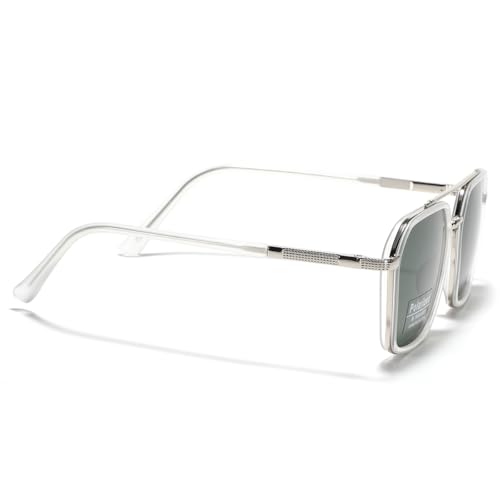 Image of Metal Square Frame Sunglasses Big Tr90 Double Bridge Polarized Sun Glasses TAC Lens Unisex Glasses