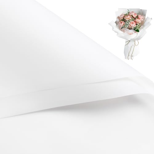 WRAPAHOLIC 20 Sheets Flower Wrapping Paper - 22.4 x 22.4 inch Pure White Water-Resistant Floral Bouquet Wrapping Paper, Florist Supplies Packaging for Wedding Birthday Gift DIY