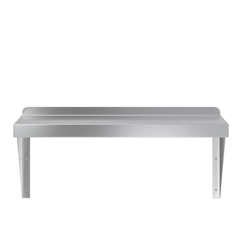 Image of AmGood 12 inch Width x 24 inch Length | Stainless Steel Wall Shelf | Square Edge | Metal Shelving | Heavy Duty | Commercial Grade | Wall Mount | NSF Certified