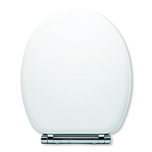 AQUALONA® Premium Soft Touch Slow Close Toilet Seat with One Touch Removal for Easy Cleaning, seat has Rubber Coating which Gives a Very Attractive Matte Finish and is Soft and Warm to Touch (White)