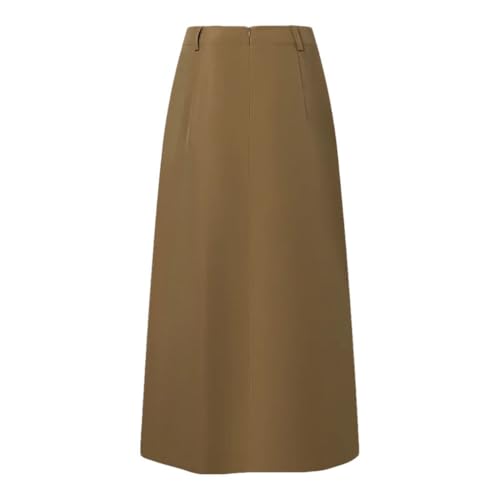 Women Maxi Skirts Solid Color Pleated Pocket High Waist Skirt