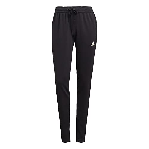 adidas Women's Aeroready Sereno Slim Tapered-Cut 3-Stripes Pants, Black/Grey/White, Large
