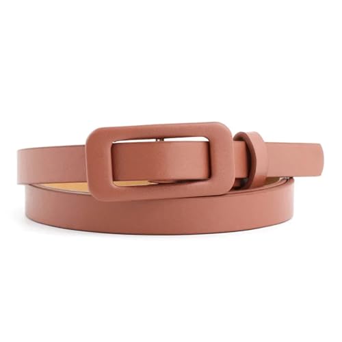Decorative Belt Square Buckle Without Holes Ladies Black/white/red Pu Leather Female Fine Belt For Jeans Dress Decoration for Country Concert Outfit(Brown Square buckle)