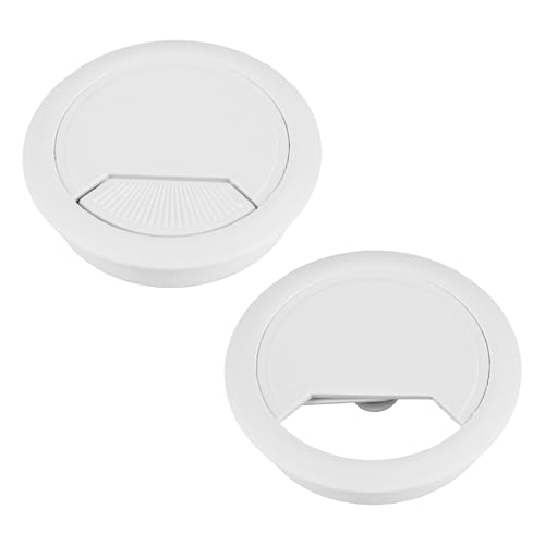 2PCS Kabeldurchführung Schreibtisch, Kabeldurchlass 60mm Schreibtisch, Kabeldurchführung Kunststoff Weiß, Kabeldurchlass Tisch Für Mehr Ordnung Und Übersicht Am Arbeitsplatz