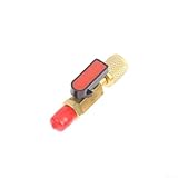 Air Conditioning Ball Valve 1/4 Inch HVAC Valve Adapter for R134A R410A R22 Brass Straight Manual Shut-Off Valve with Knurled Coupler Nuts Quarter Turn Handle Switch(BV-A01 Red)