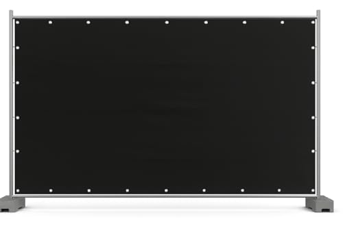EraGreen Bauzaunplane 176 x 341 cm schwarz - Sichtschutz-Plane & Abdeckplane für Bauzaun wasserdicht reißfest & langlebig aus 160 g/m PE-Gewebe mit Ösen