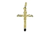 kg rohre verlegen tipps Kreuzanhänger aus 18 Karat Gelbgold, 750, mit Kristall, Jesus, Länge 3,6 cm. Hergestellt in Italien