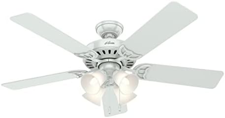 Hunter Fan Company, 53062, 52 inch Studio Series White Ceiling Fan with LED Light Kit and Pull Chain
