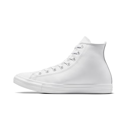 Converse Chuck Taylor All Star Leather High Top Shoe, White Monochrome, 9 M US2
