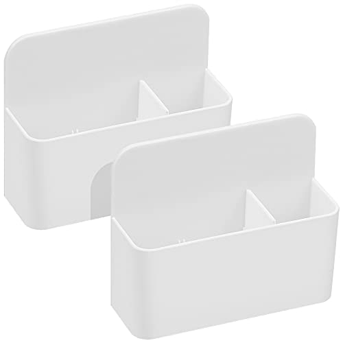 YUENX 2Pcs Boîte de Rangement Magnétique, Porte stylo magnétique Support de Crayons Magnétique pour Tableau Blanc avec Compartiments pour Réfrigérateur, Tableau Blanc, Casier (Blanc)