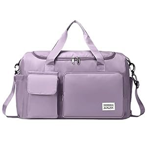 CABLE GALLERY Foldable Travel Duffel Bag, Large Capacity Folding Travel Bag, Travel Lightweight Waterproof Carry Luggage Bag (Pink,40 x 23 x 45cm (Light Purple)