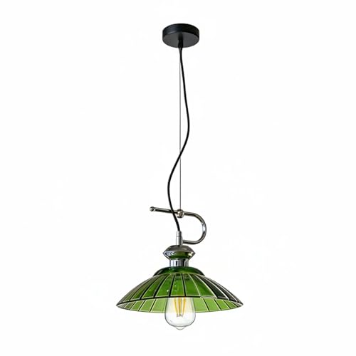 EKSED Lámpara Colgante Vintage de Vidrio Verde 30cm para Renovar la Magia de tu Hogar