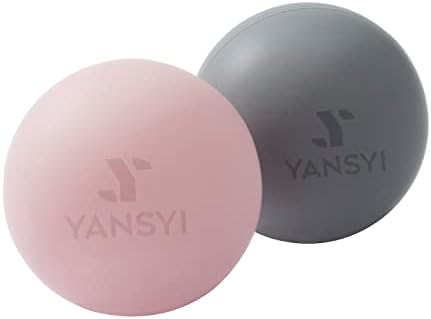 YANSYI Massage Lacrosse Ball, Ideal Massage Ball for Yoga, Physical Therapy, Deep Tissue Massage, Myofascial Trigger Point Release, Acupoint Massage, Portable Massage Tool (Pink and Gray)
