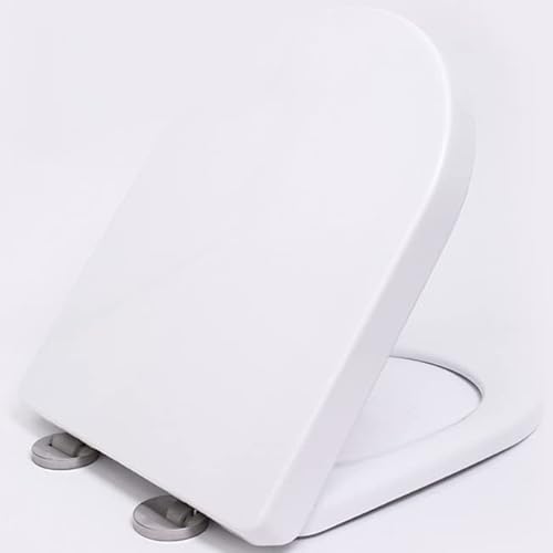 Schwerlast WC Sitz Eckig, Klodeckel mit Langsamer Absenkautomatik, weiß, Befestigung Oben Cover