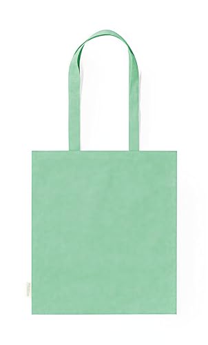 Genérico Pack de 3 Bolsas de Algodón Reciclado - Asas Largas Reforzadas - Reutilizables y Ecológicas (Verde)