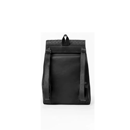 Woven Leather Backpack, Black, 11.5 x 15 x 6 inches, Cotton Lined, Laptop Sleeve2